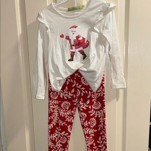 Holiday Cheer Santa Pajama Set - White and Red